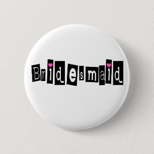 Bridesmaid (Sq Blk) Button