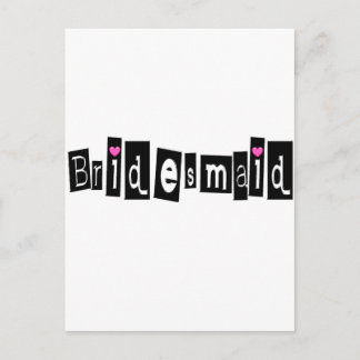 Bridesmaid (Sq Blk) Postkarte