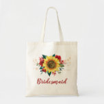 Bridesmaid Sunflower Red Floral String Lights Tragetasche<br><div class="desc">This bridesmaid tote feature a watercolor sunflower and red roses design with string lights. You can personalize it with a name Please visit our store for more products featuring this design that you can customize for your needs.</div>