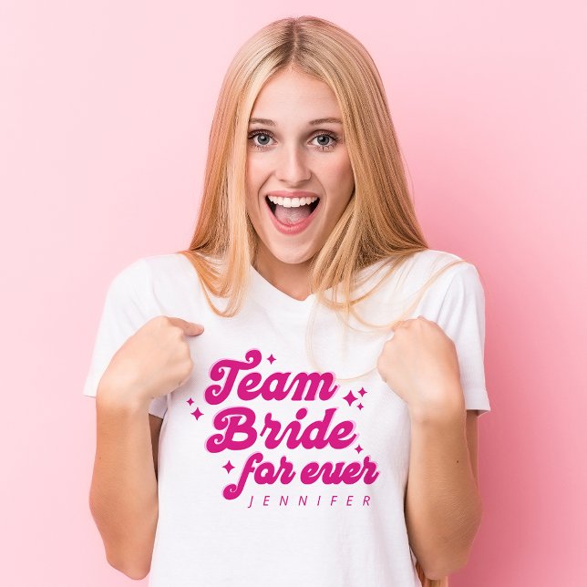 Bridesmaid Team Bride Pink Bachelorette T-Shirt (Von Creator hochgeladen)