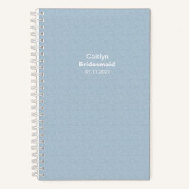 Bridesmaid Textured Dusty Blue Typographic Notizbuch