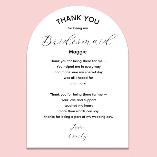 Bridesmaid Thank You Poem from Bride Acryleinladungen (Von Creator hochgeladen)
