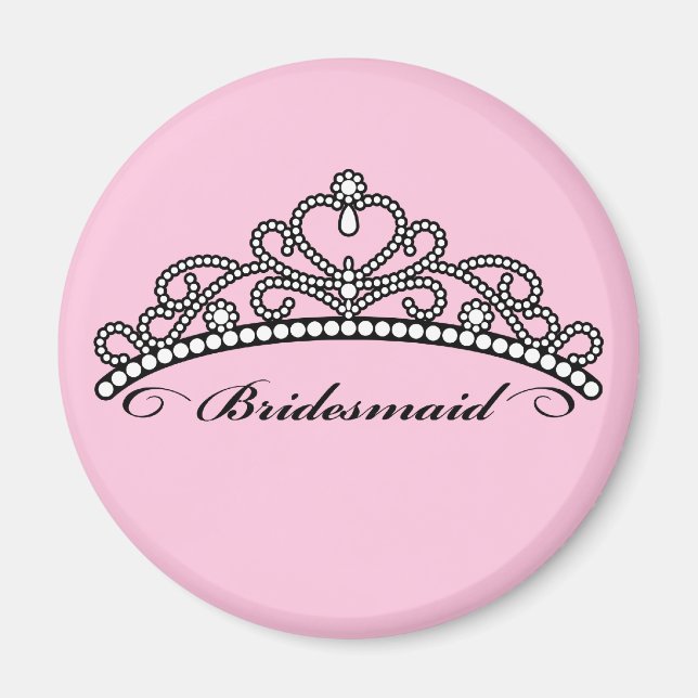 Bridesmaid Tiara Magnet (rosa Hintergrund) (Vorne)
