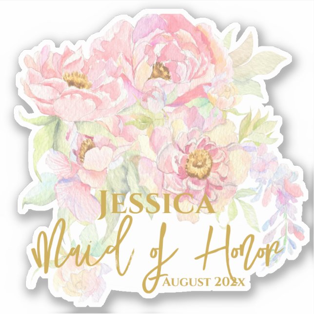 Bridesmaid Trauzeugin Rosa Rose Aufkleber (Vorderseite)