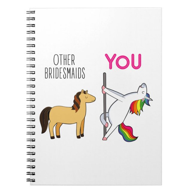Bridesmaid Unicorn Funny Wedding Notizblock (Vorderseite)