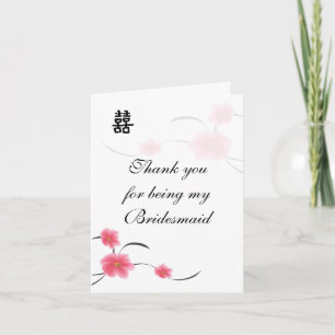 Bridesmaid Vielen Dank Card Cherry Blossom Double Dankeskarte