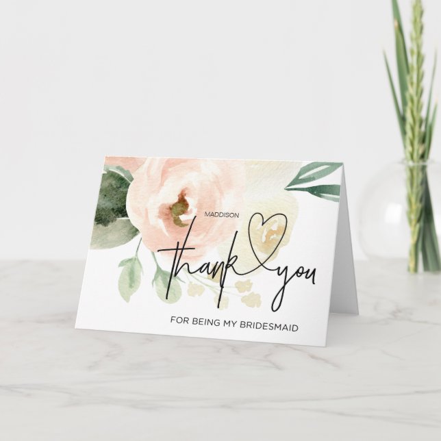 Bridesmaid vielen Dank für die Hochzeit von Bride  Karte (Vorderseite)