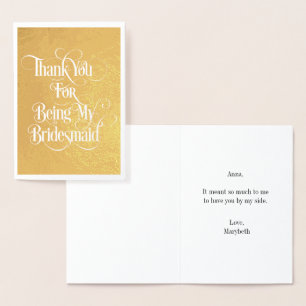 Bridesmaid Vielen Dank Gold Foil Card Folienkarte