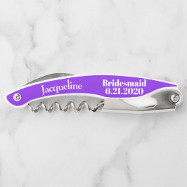 Bridesmaid Violet Gastgeschenk Hochzeit Corkschrau Kellnermesser