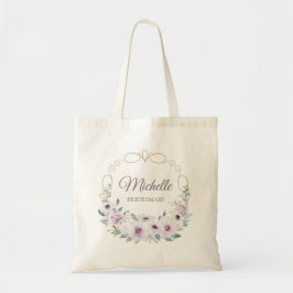 BRIDESMAID Violet Rose Blumenstrauß mit NAME Tragetasche