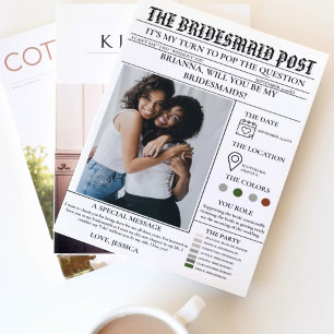 Bridesmaid-Vorlage Zeitung+Bridesmaid-Info-Karte Einladung