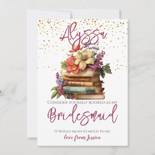 Bridesmaid Vorschlag Buchen Sie Lover Card Einladung (Vorderseite)