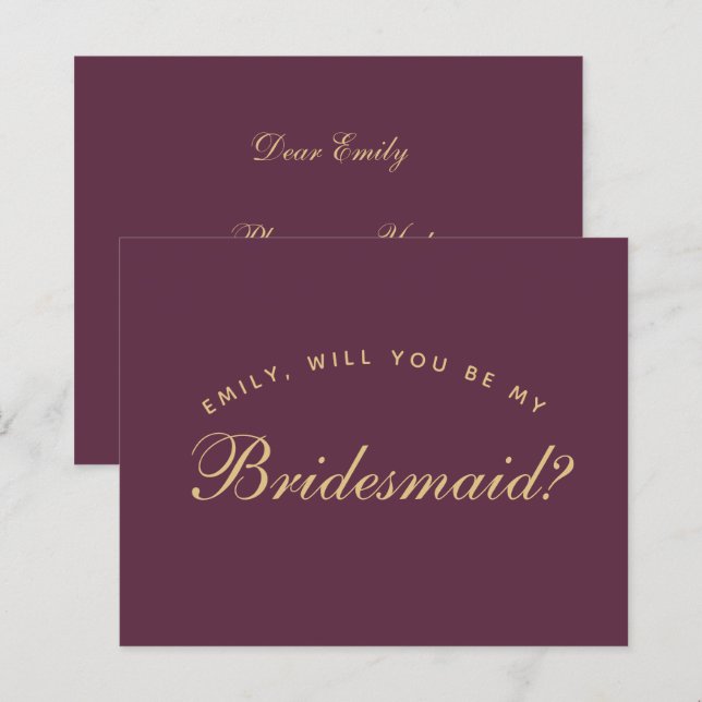 Bridesmaid Vorschlag Budget Wein Farbe Einfach (Vorne/Hinten)