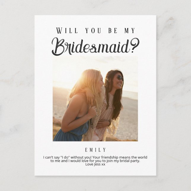 Bridesmaid-Vorschlag, Custom Newspaper Postkarte (Vorderseite)
