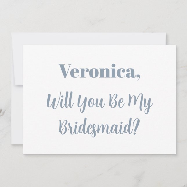 Bridesmaid Vorschlag Dusty Blue Name Simple Weddin Einladung (Vorderseite)
