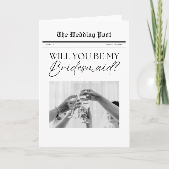 Bridesmaid-Vorschlag, einfache Zeitung Karte (Vorderseite)