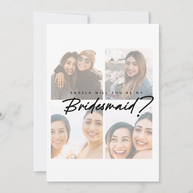 Bridesmaid-Vorschlag falten Foto Collage Flat Card (Vorderseite)