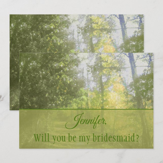 Bridesmaid-Vorschlag Forest Einladung (Vorne/Hinten)