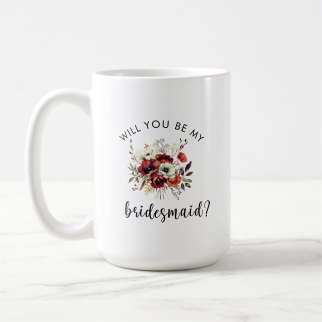 Bridesmaid-Vorschlag für ein florales Herz Kaffeetasse (Links)