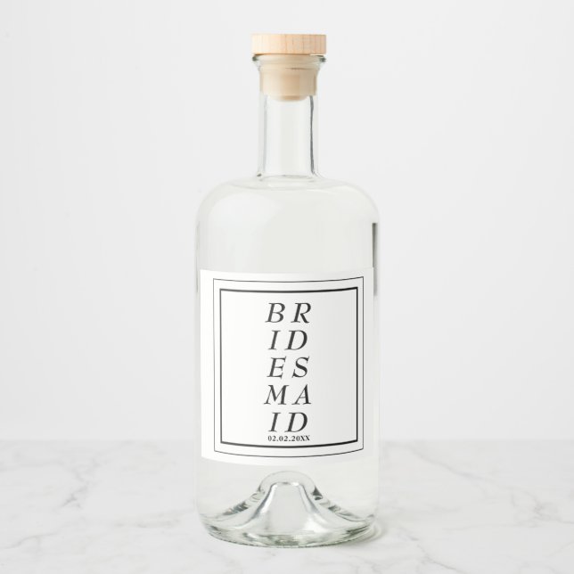 Bridesmaid-Vorschlag für Hochzeitsfeier - Alkoholflaschenetikett (Vorderseite)