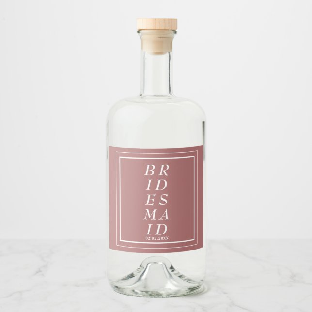 Bridesmaid-Vorschlag für Hochzeitsfeier - Alkoholflaschenetikett (Vorderseite)