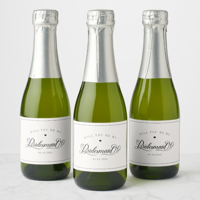 Bridesmaid Vorschlag Mini Sparkling Weinetikett (Flaschen)
