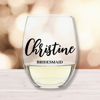 Bridesmaid Vorschlag Modern Script Einfach Weinglas Ohne Stiel