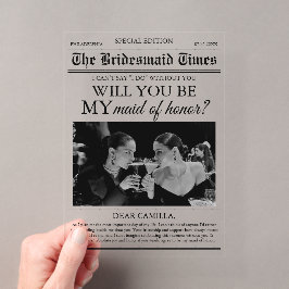 Bridesmaid Vorschlag Newspaper Foto Acryleinladungen