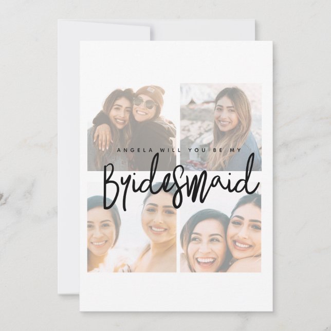 Bridesmaid-Vorschlag verblasste Foto-Collage Flach (Vorderseite)