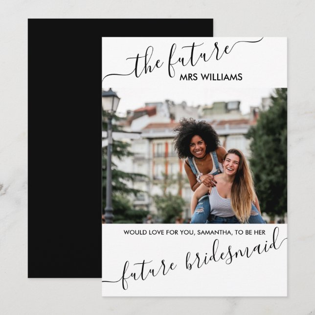 Bridesmaid Vorschlag von Future Frau Personalisier Einladung (Vorne/Hinten)