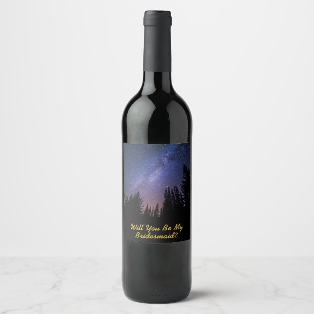 Bridesmaid Vorschlag Weinetikett - Starry Night (Vorderseite)