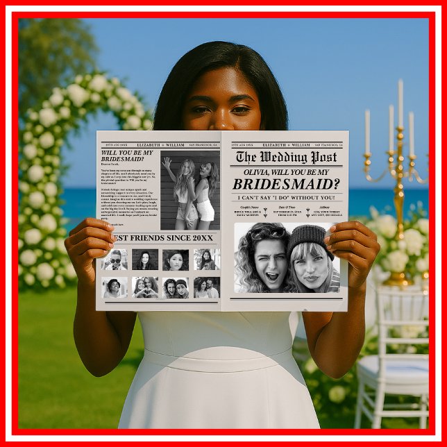 Bridesmaid Vorschlag Zeitung Einmalige Trauzeugin Karte (Von Creator hochgeladen)