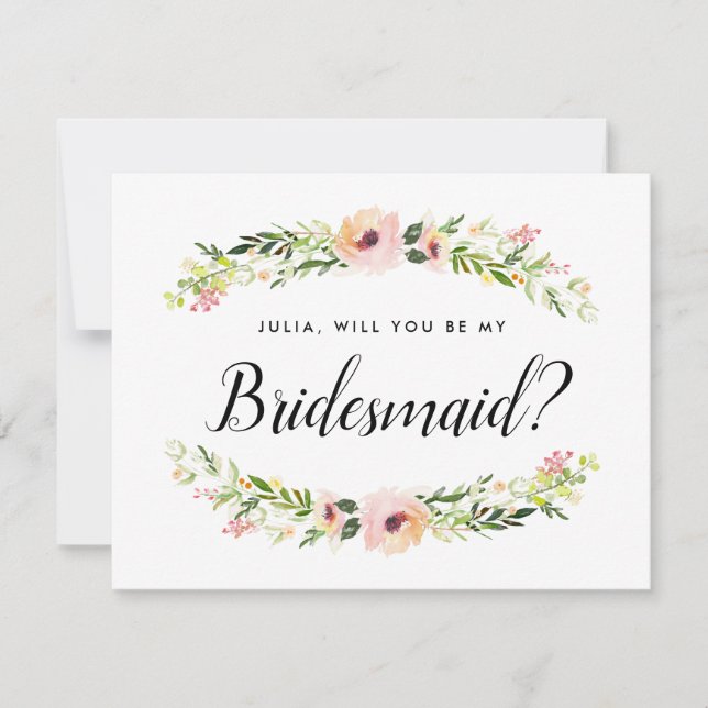 Bridesmaid-Vorschlagskarte Feiertagskarte (Vorderseite)