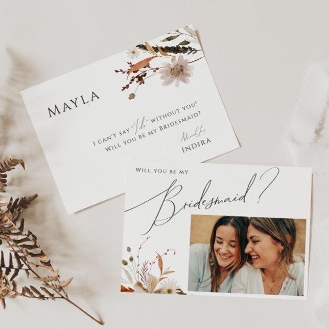Bridesmaid-Vorschlagskarte für die Wildblume im He Einladung (Von Creator hochgeladen)
