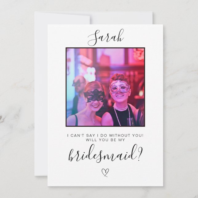 Bridesmaid-Vorschlagskarte mit Foto Einladung (Vorderseite)