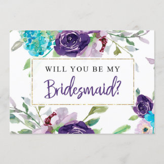 Bridesmaid-Vorschlagskarte| Türkis und Lila Einladung