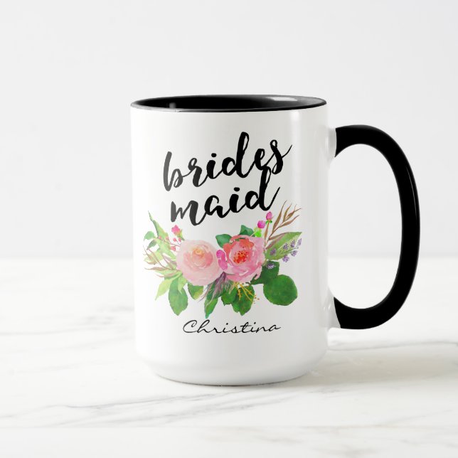 Bridesmaid Watercolor Personalisiert Tasse (Rechts)