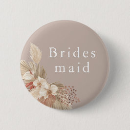 Bridesmaid Wedding Boho Pampas Grass Button