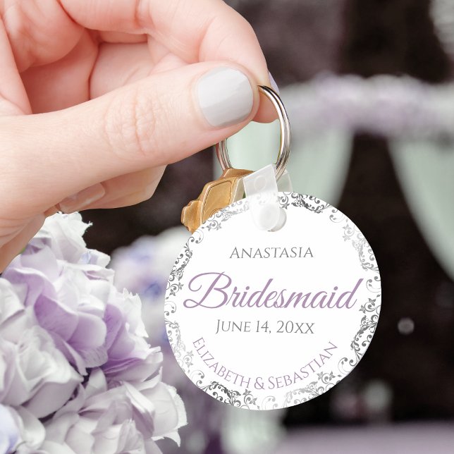 Bridesmaid Wedding Geschenk Lavender Lila & grau Schlüsselanhänger (Von Creator hochgeladen)