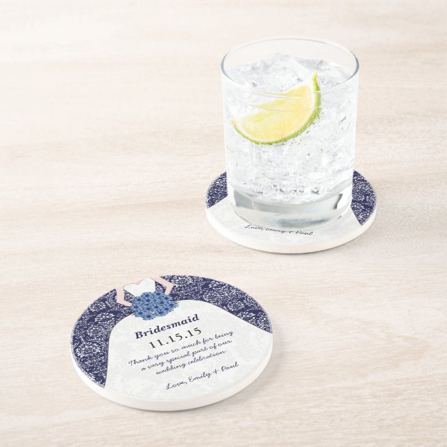 Bridesmaid Wedding Gown Untersetzer (Seite)