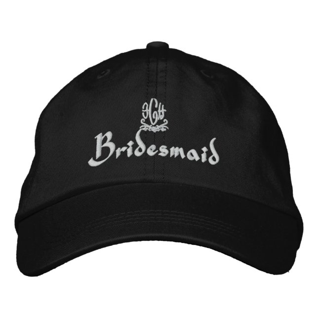 Bridesmaid Wedding I Black Bestickte Kappe (Vorderseite)