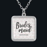 Bridesmaid Wedding Ring Muster und Name Necklace Versilberte Kette<br><div class="desc">Bridesmaid Hochzeitsring Muster und Name Necklace.</div>