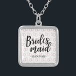 Bridesmaid Wedding Ring Muster und Name Necklace Versilberte Kette<br><div class="desc">Bridesmaid Hochzeitsring Muster und Name Necklace.</div>