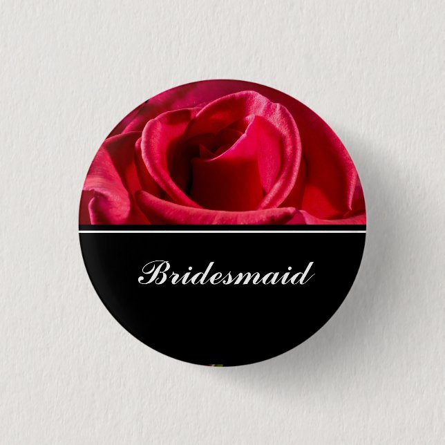 Bridesmaid Wedding Rote Rosen Button (Vorderseite)