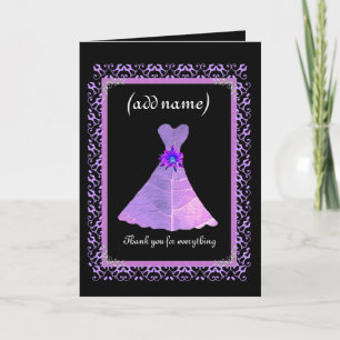 BRIDESMAID Wedding Thank You - PURPLE Gown Dankeskarte