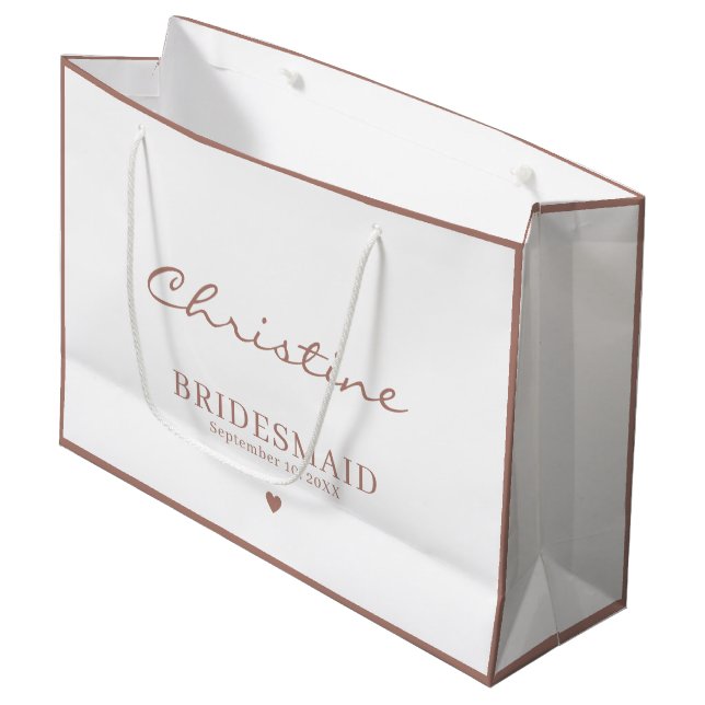 Bridesmaid Wedding Vielen Dank mit Namen Große Geschenktüte (Vorderseite Schrägansicht)