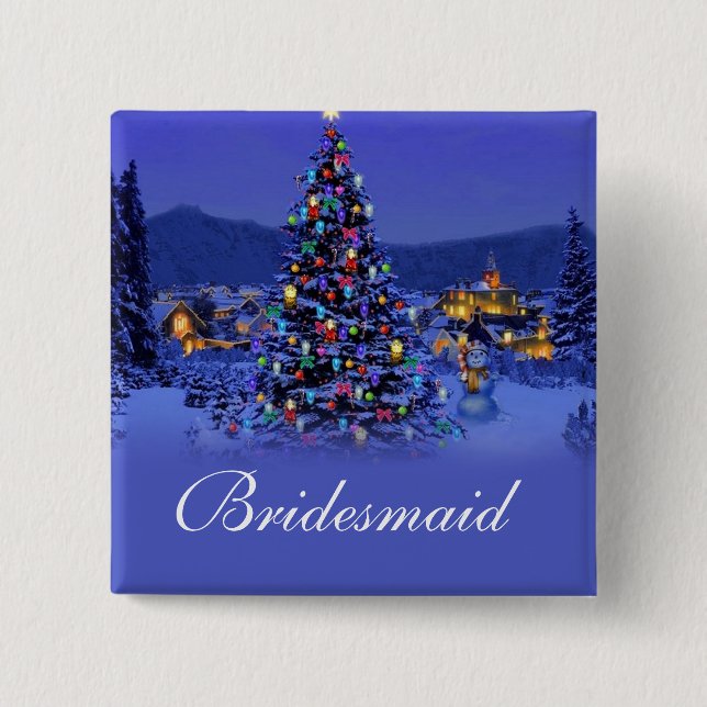 Bridesmaid Weihnachtsfeiertag Hochzeitsknopf. Button (Vorderseite)