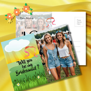 Bridesmaid wird mein modernes rustikales Festival  Einladungspostkarte