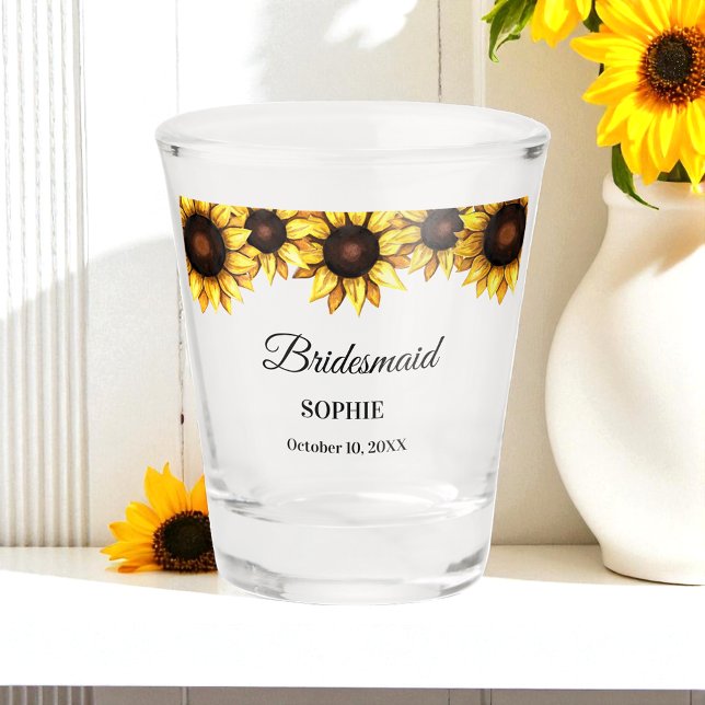 Bridesmaid Yellow Wedding Sonnenblume Schnapsglas (Von Creator hochgeladen)