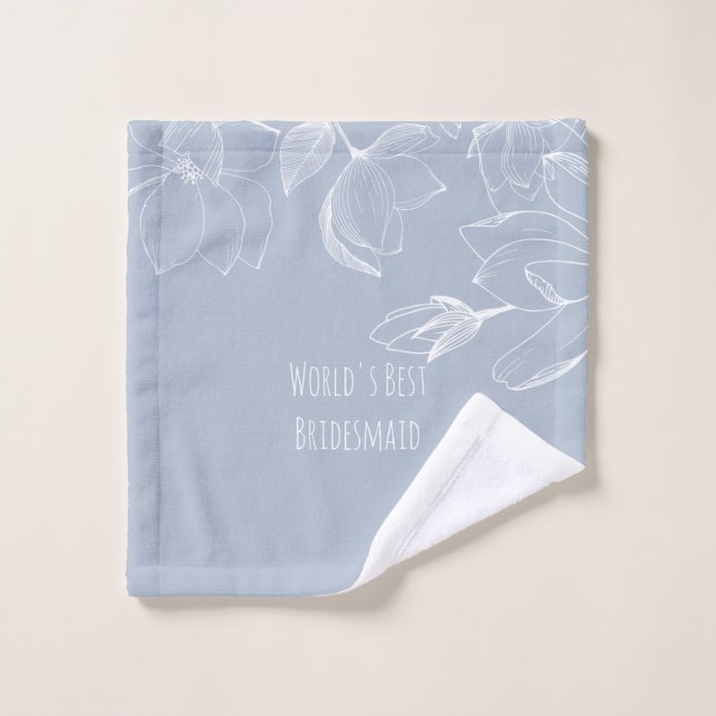 BRIDESMAIDS CADRES Dusty Blue White Magnolias (Gant de toilette)